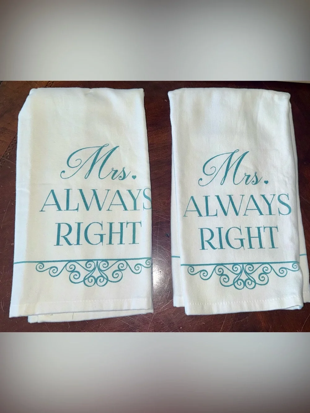 Mr. Right & Mrs. Always Right Kitchen Towel Set | Wedding, Bridal Shower Gift